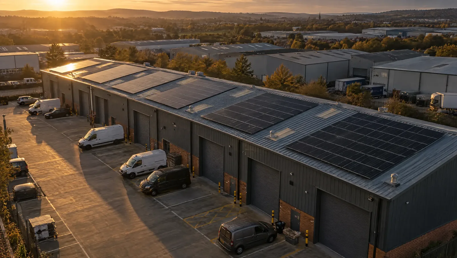 Industrial unit roof suited to a 60kW solar array