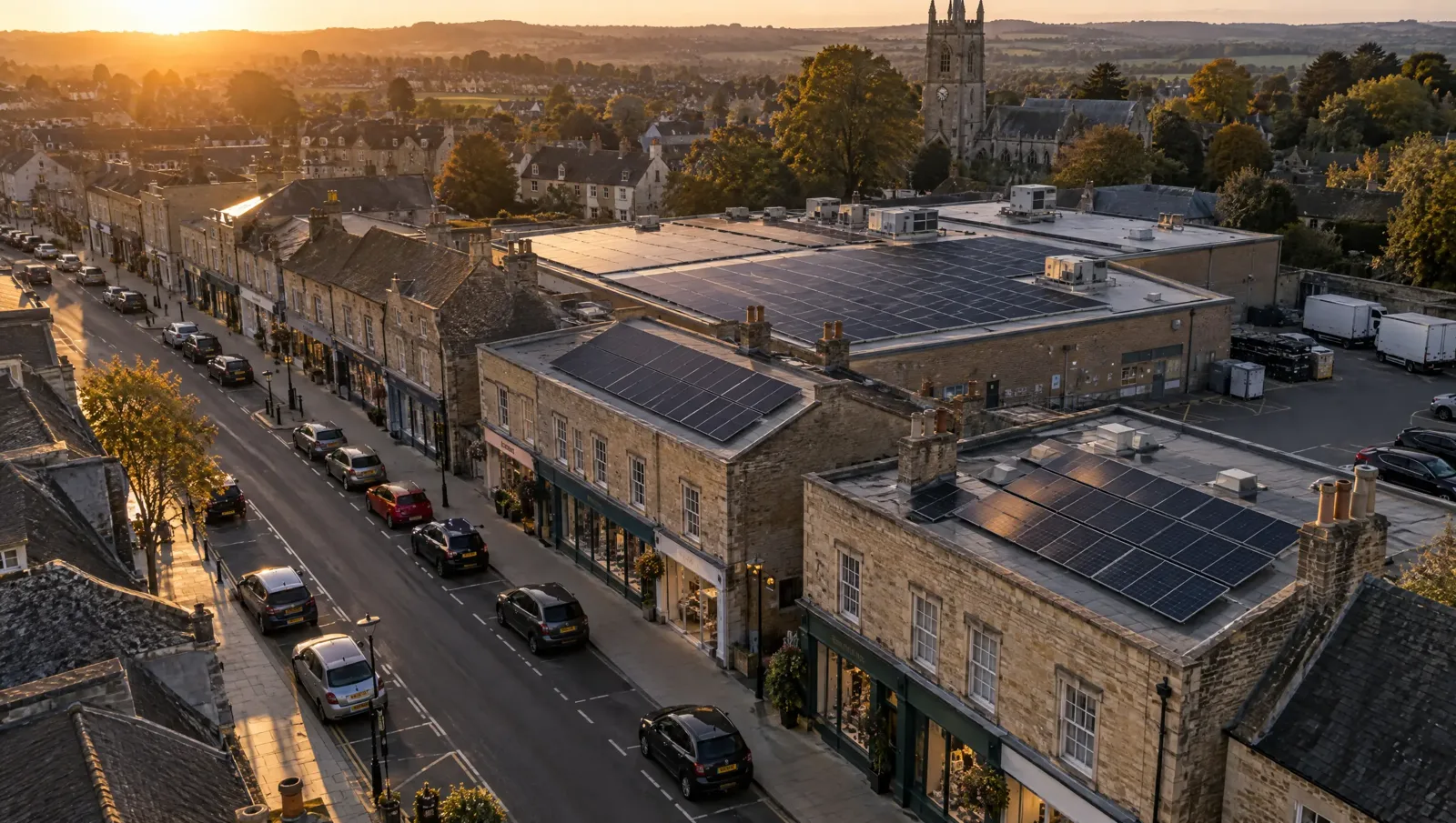 Commercial shop premises with a flat roof