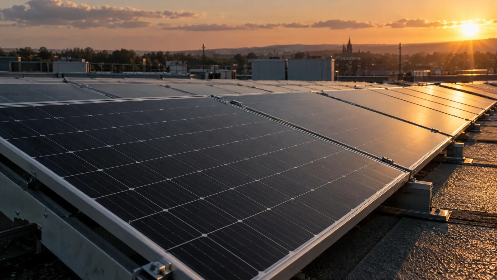 Close-up detail of a commercial solar panel