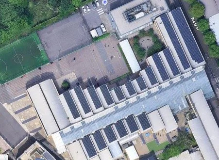 Swanlea School rooftop solar installation, photograph 2 of 2